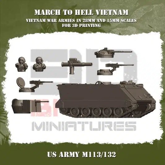 VIETNAM WAR US ARMY VIETNAM M113/132 | 3DBreed 15mm Wargaming Miniatures