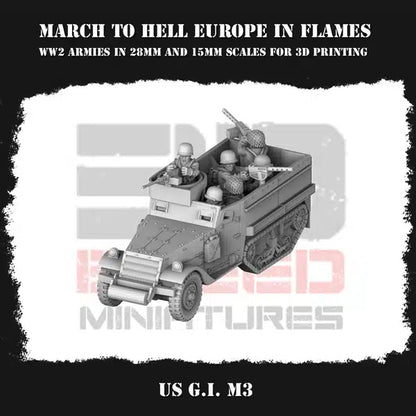 WW2 US G.I. M3 HALFTRACK | 3DBreed 15mm Wargaming Miniatures