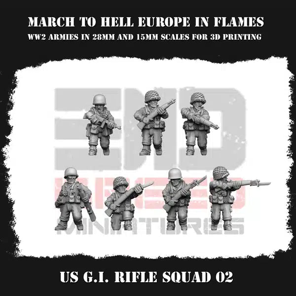 WW2 US G.I. RIFLE SQUAD 02 | 3DBreed 15mm Wargaming Miniatures