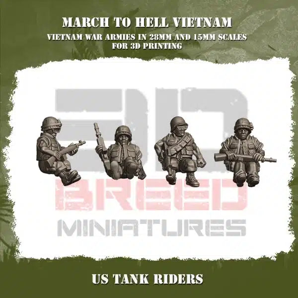 VIETNAM WAR US ARMY VIETNAM TANK RIDERS | 3DBreed 15mm Wargaming Miniatures