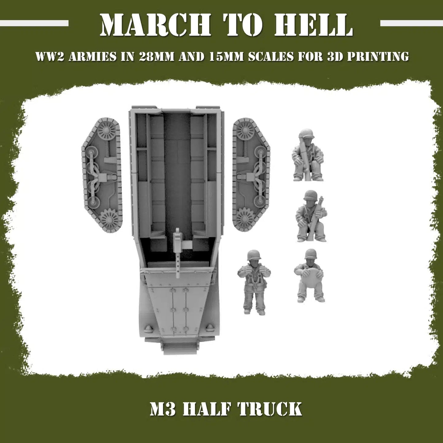 WW2 UNITES STATES MARINES (USM) M3 HALF TRACK | 3DBreed 15mm Wargaming Miniatures