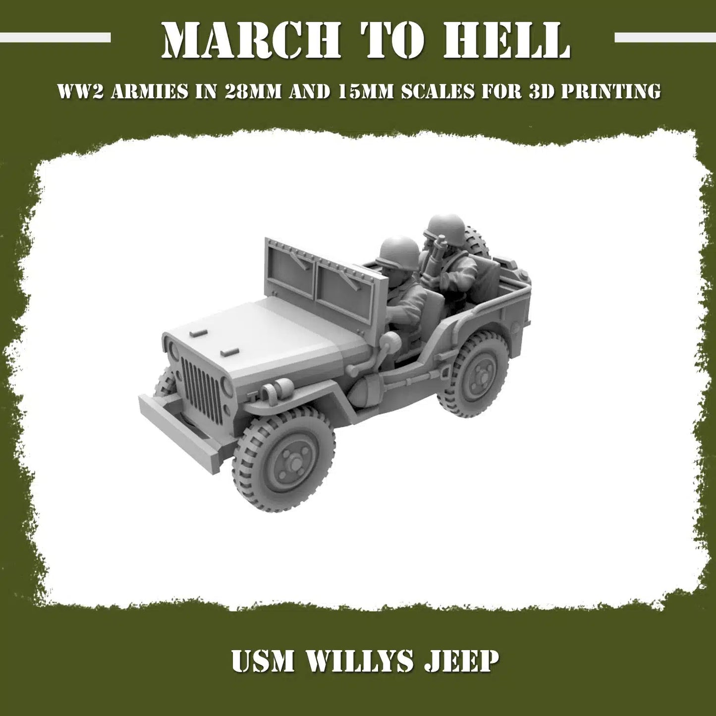 WW2 UNITES STATES MARINES (USM) WILLIS JEEP | 3DBreed 15mm Wargaming Miniatures