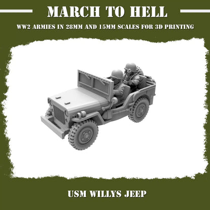 WW2 UNITES STATES MARINES (USM) WILLIS JEEP | 3DBreed 15mm Wargaming Miniatures
