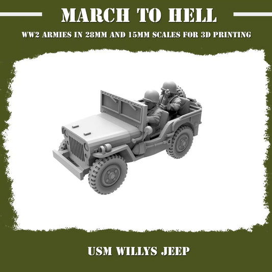 WW2 UNITES STATES MARINES (USM) WILLIS JEEP | 3DBreed 15mm Wargaming Miniatures