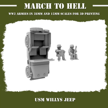 WW2 UNITES STATES MARINES (USM) WILLIS JEEP | 3DBreed 15mm Wargaming Miniatures