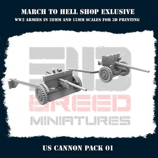 WW2 US CANNONS PACK | 3DBreed 15mm Wargaming Miniatures
