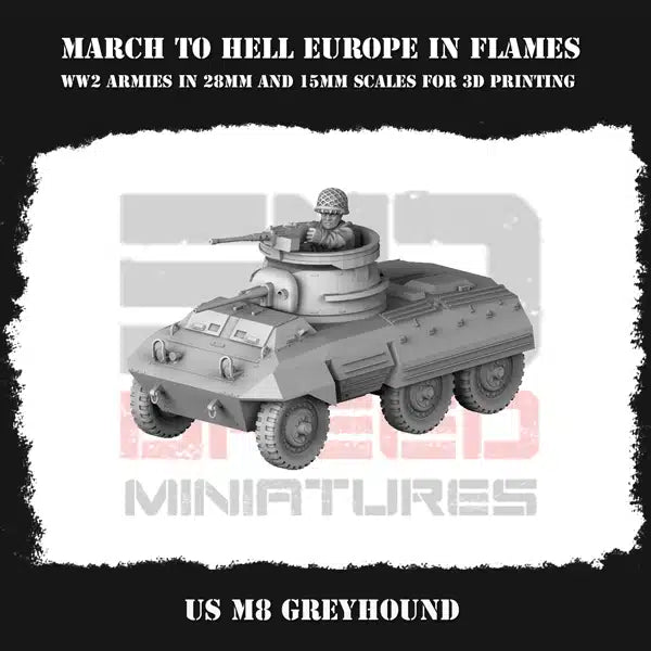 WW2 US G.I. M8 GREYHOUND | 3DBreed 15mm Wargaming Miniatures
