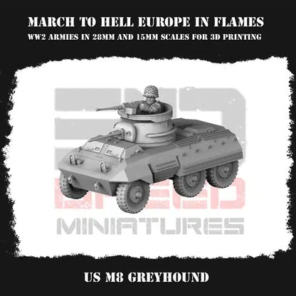 WW2 US G.I. M8 GREYHOUND | 3DBreed 15mm Wargaming Miniatures