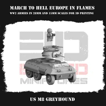 WW2 US G.I. M8 GREYHOUND | 3DBreed 15mm Wargaming Miniatures