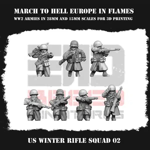 WW2 US G.I. WINTER RIFLE SQUAD 02 | 3DBreed 15mm Wargaming Miniatures