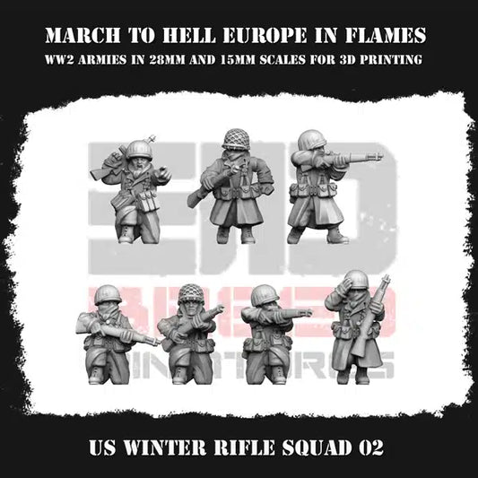 WW2 US G.I. WINTER RIFLE SQUAD 02 | 3DBreed 15mm Wargaming Miniatures
