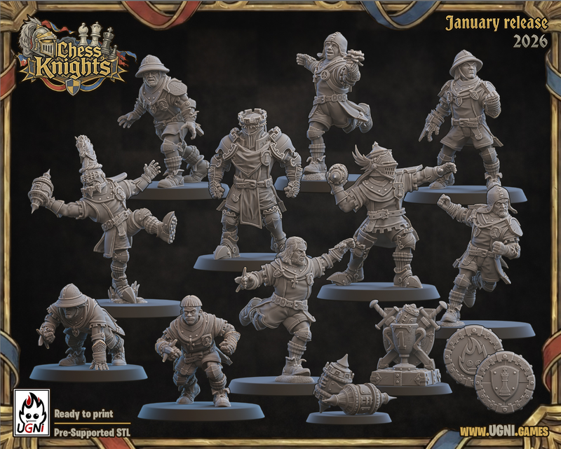 Chess Knights Fantasy Football Team | Ugni Miniatures