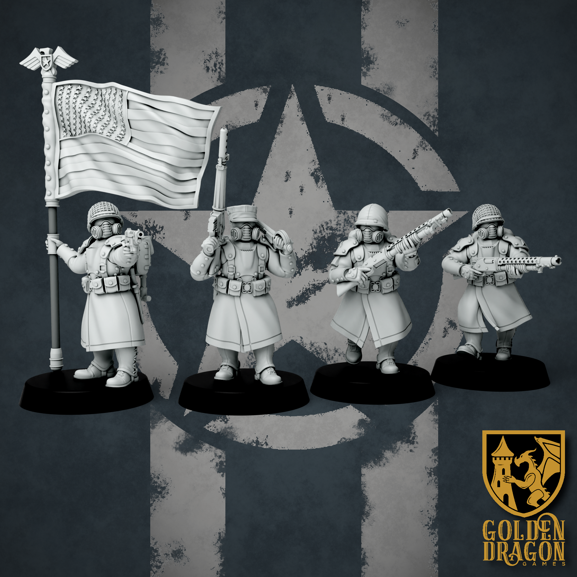 United States of America Veteran Infantry and Command | Golden Dragon Games Weird WW2 Role Playing Miniatures