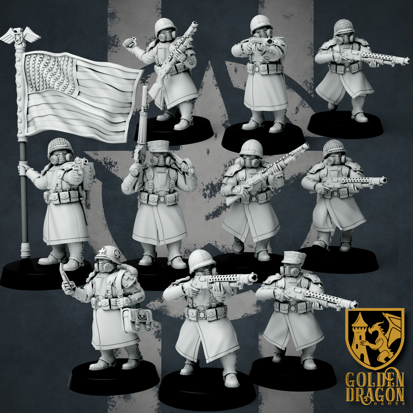 United States of America Veteran Infantry and Command | Golden Dragon Games Weird WW2 Role Playing Miniatures