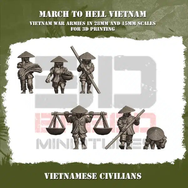 VIETNAM WAR VIETCONG CIVILIANS | 3DBreed 15mm Wargaming Miniatures