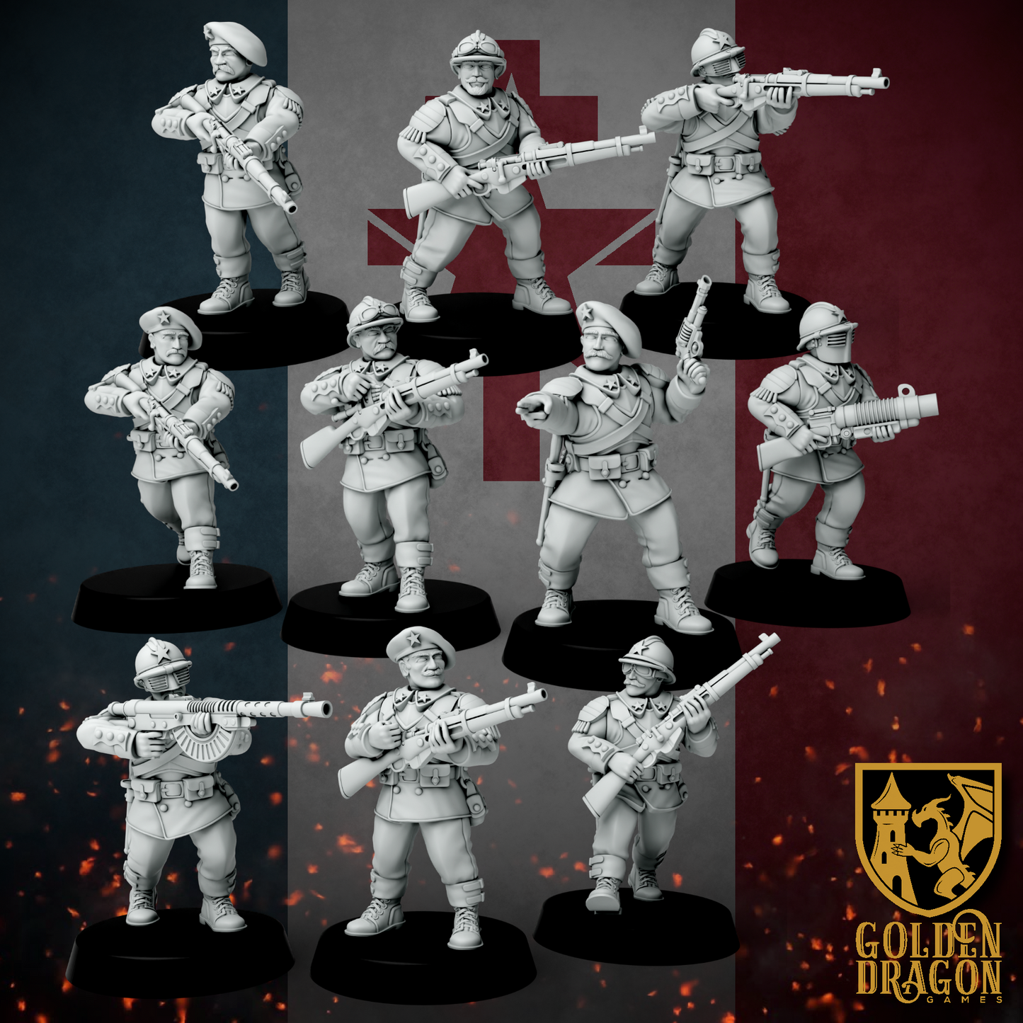 New French Republic Veteran Republican Guard | Golden Dragon Games Weird WW2 Role Playing Miniatures