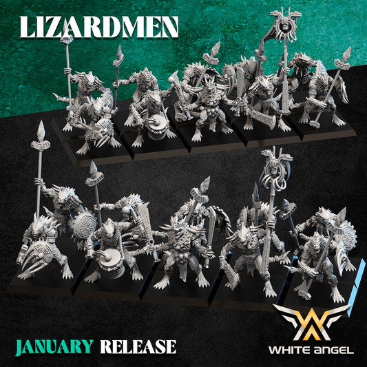 Lizardmen Warriors | White Angel 28/32mm Fantasy Wargaming Miniatures