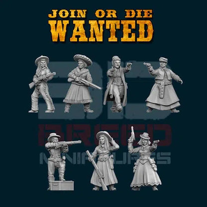 JOIN OR DIE WANTED WOMEN GANG | 3D Breed 28mm Wild West Wargaming Miniatures