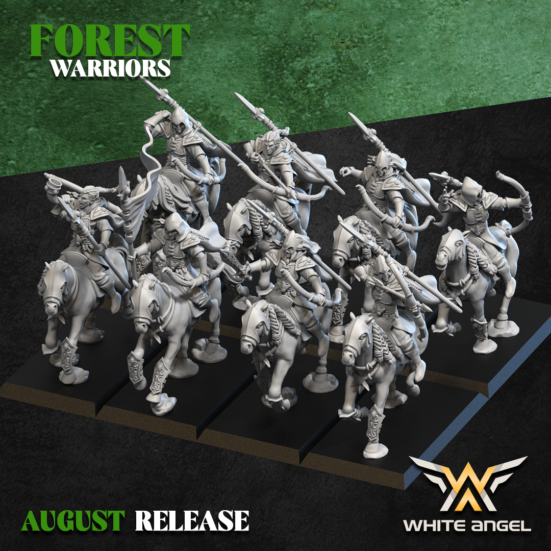 Forest Elves Mounted Forest Warriors | White Angel 28/32mm Fantasy Wargaming Miniatures Role Playing Miniatures