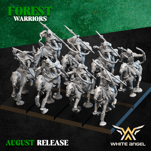 Forest Elves Mounted Forest Warriors | White Angel 28/32mm Fantasy Wargaming Miniatures Role Playing Miniatures