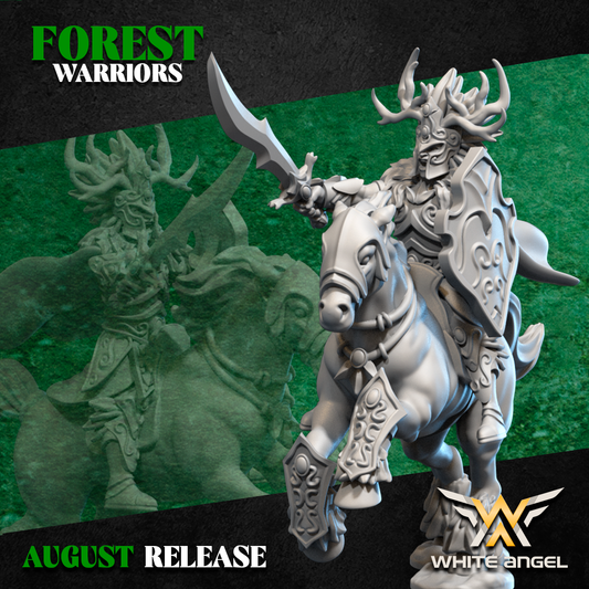 Forest Elves Lord Mounted | White Angel 28/32mm Fantasy Wargaming Miniatures Role Playing Miniatures