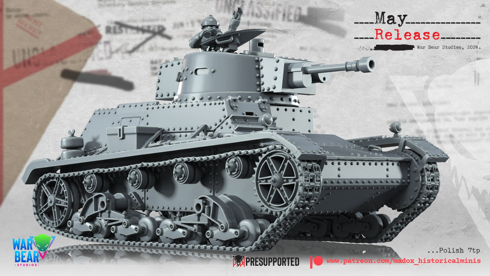 WW2 Polish 7tp Tank  | Warbear Studios 28mm Historical Wargaming Miniatures