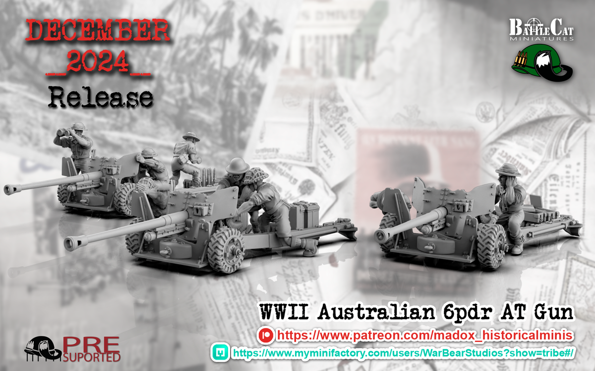WW2 Australian Pacific 6pdr AT Teams | Battlecat 28mm Historical Wargaming Miniatures Role Playing Miniatures