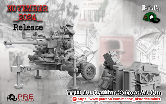 WW2 Australian Pacific Bofors AA Gun | Battlecat 28mm Historical Wargaming Miniatures Role Playing Miniatures