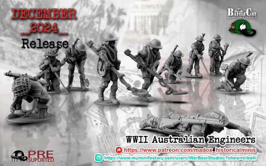 WW2 Australian Pacific Engineers | Battlecat 28mm Historical Wargaming Miniatures Role Playing Miniatures