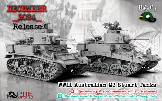 WW2 Australian Stuart Tank | Battlecat 28mm Historical Wargaming Miniatures Role Playing Miniatures