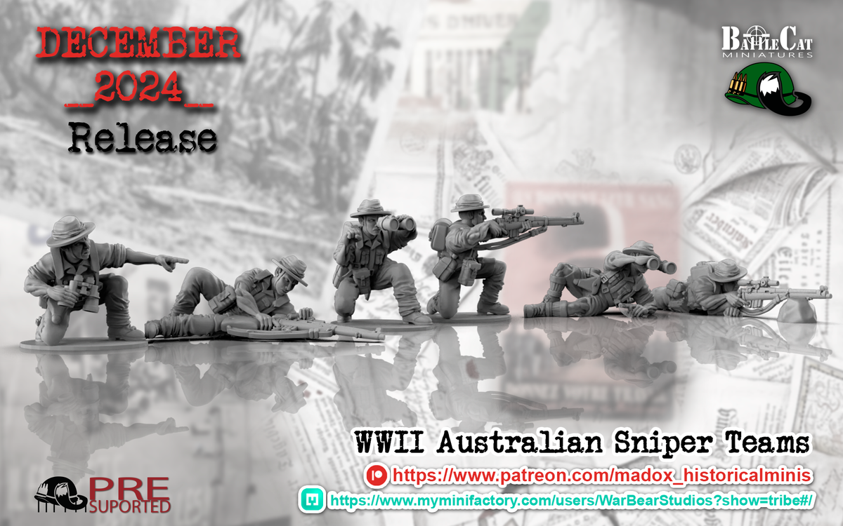 WW2 Australian Pacific Sniper Teams | Battlecat 28mm Historical Wargaming Miniatures Role Playing Miniatures