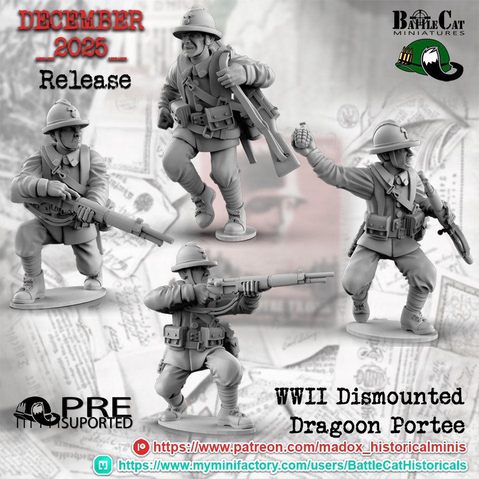 WW2 French Dismounted Dragoons Portee | Battlecat 28mm Historical Wargaming Miniatures Role Playing Miniatures