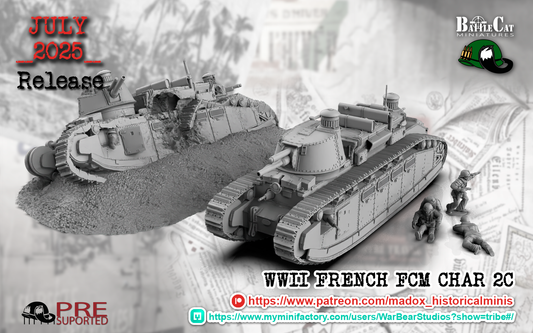 WW2 French Char 2C Tank | Battlecat 28mm Historical Wargaming Miniatures Role Playing Miniatures