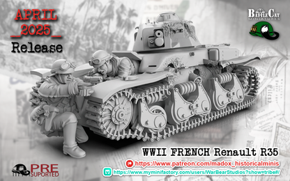 WW2 French Renault R35 Tank | Battlecat 28mm Historical Wargaming Miniatures Destroyed Role Playing Miniatures