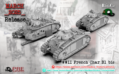 WW2 French Char b1 Bis Tank | Battlecat 28mm Historical Wargaming Miniatures Role Playing Miniatures
