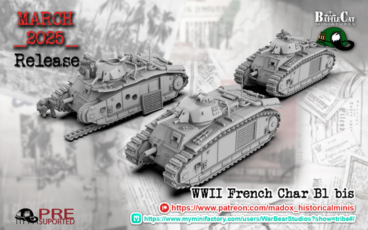 WW2 French Char b1 Bis Tank | Battlecat 28mm Historical Wargaming Miniatures Role Playing Miniatures