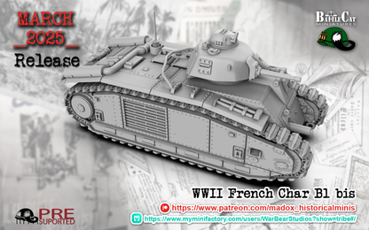 WW2 French Char b1 Bis Tank | Battlecat 28mm Historical Wargaming Miniatures Closed Hatch Role Playing Miniatures