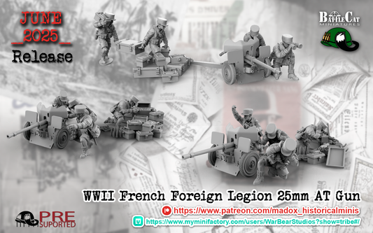WW2 French Foreign Legion 25mm AT Gun Teams | Battlecat 28mm Historical Wargaming Miniatures Role Playing Miniatures