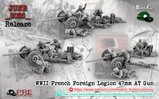 WW2 French Foreign Legion 47mm AT Gun Teams | Battlecat 28mm Historical Wargaming Miniatures Role Playing Miniatures