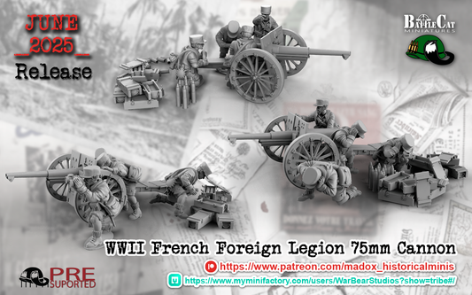 WW2 French Foreign Legion 75mm AT Gun Teams | Battlecat 28mm Historical Wargaming Miniatures Role Playing Miniatures