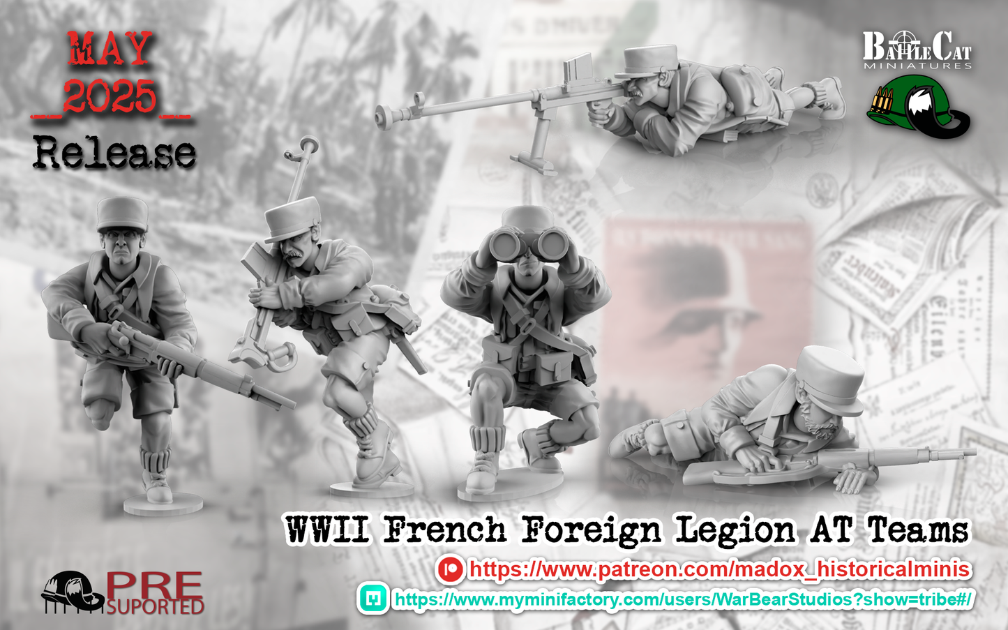 WW2 French Foreign Legion AT Rifle Teams | Battlecat 28mm Historical Wargaming Miniatures Role Playing Miniatures