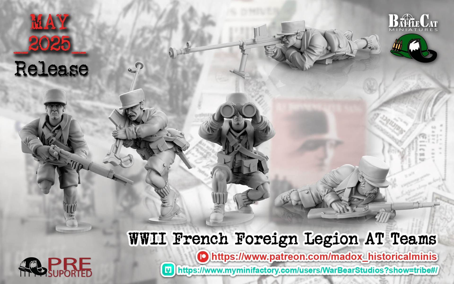 WW2 French Foreign Legion AT Rifle Teams | Battlecat 28mm Historical Wargaming Miniatures Role Playing Miniatures