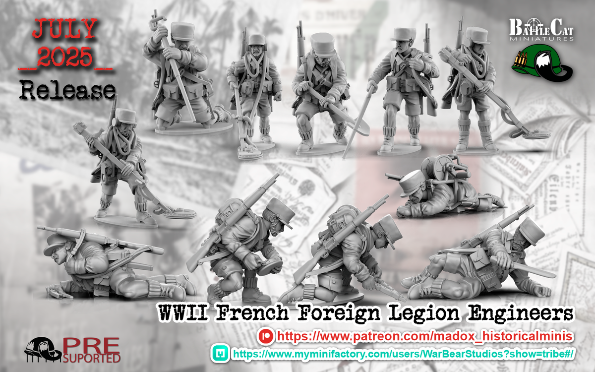 WW2 French Foreign Legion Engineers | Battlecat 28mm Historical Wargaming Miniatures Role Playing Miniatures