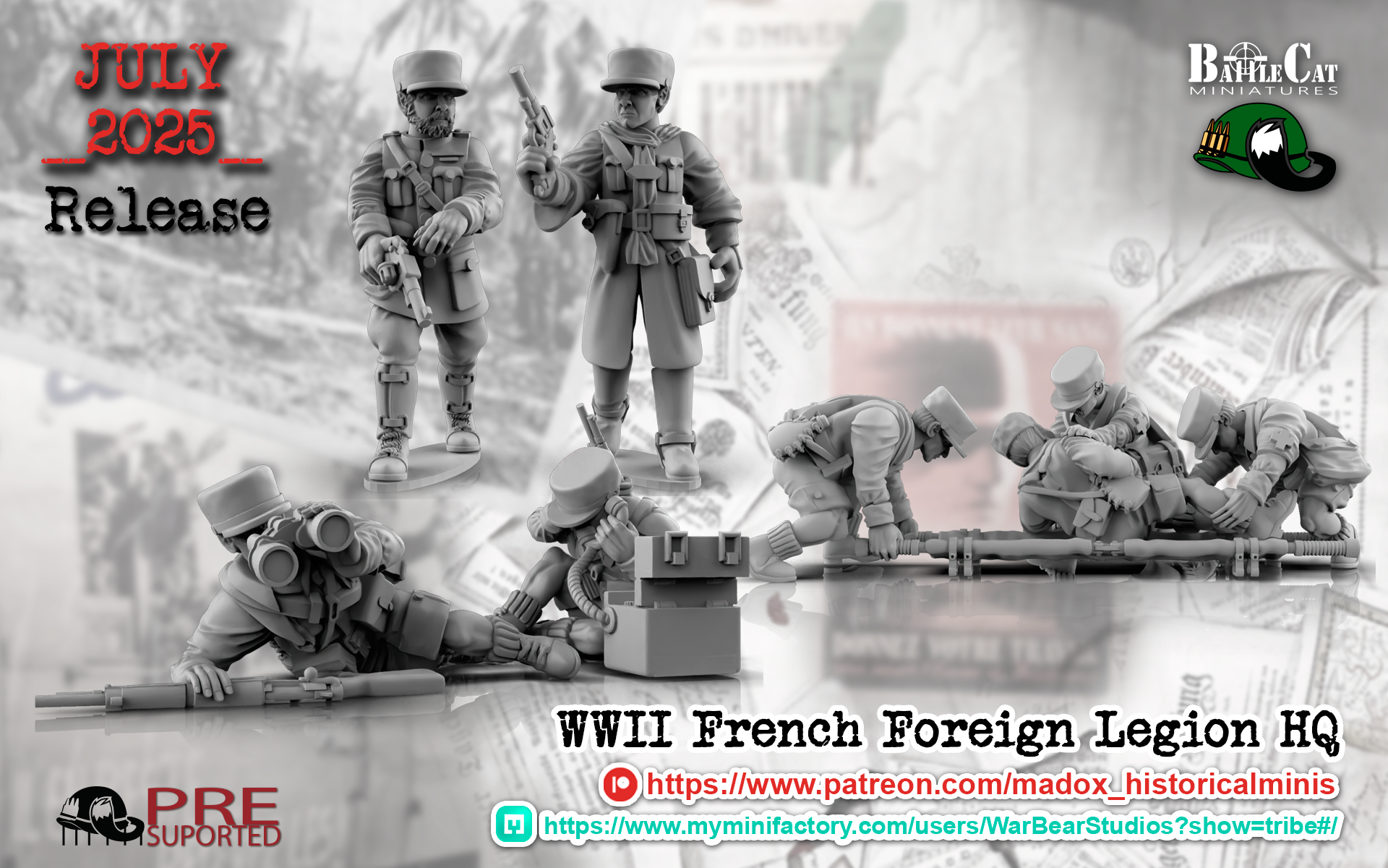 WW2 French Foreign Legion HQ | Battlecat 28mm Historical Wargaming Miniatures Role Playing Miniatures