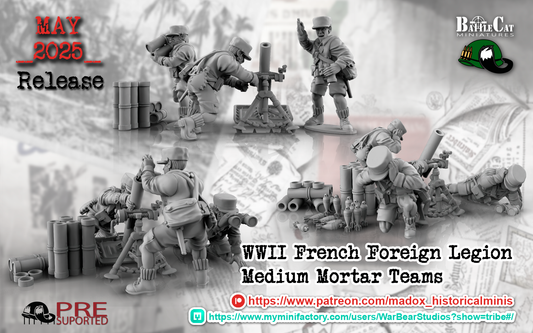 WW2 French Foreign Legion Medium Mortar Teams | Battlecat 28mm Historical Wargaming Miniatures Role Playing Miniatures