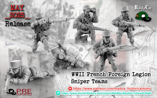 WW2 French Foreign Legion Sniper Teams | Battlecat 28mm Historical Wargaming Miniatures Role Playing Miniatures