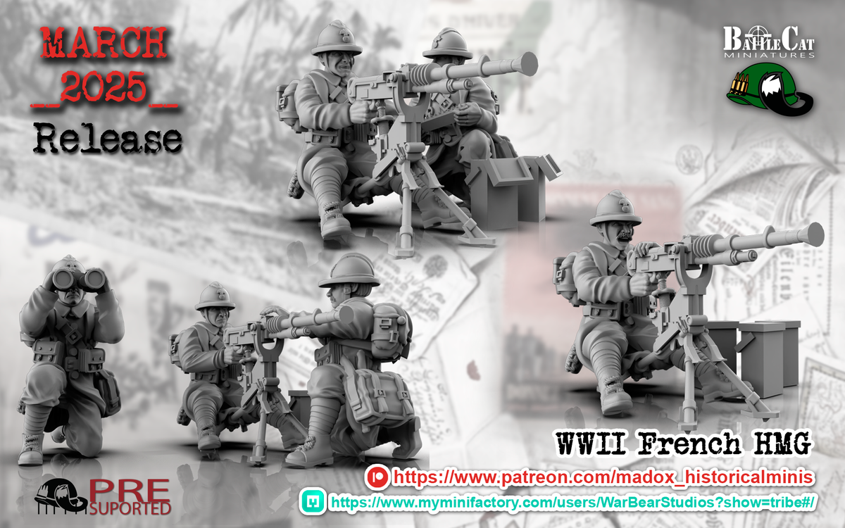 WW2 French HMG Teams | Battlecat 28mm Historical Wargaming Miniatures Role Playing Miniatures