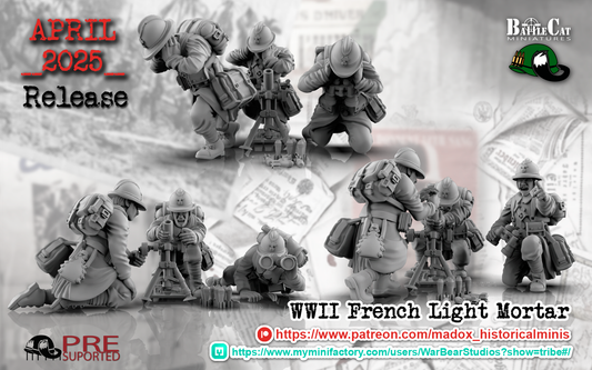 WW2 French Light Mortar Teams | Battlecat 28mm Historical Wargaming Miniatures Role Playing Miniatures