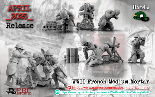 WW2 French Medium Mortar Teams | Battlecat 28mm Historical Wargaming Miniatures Role Playing Miniatures