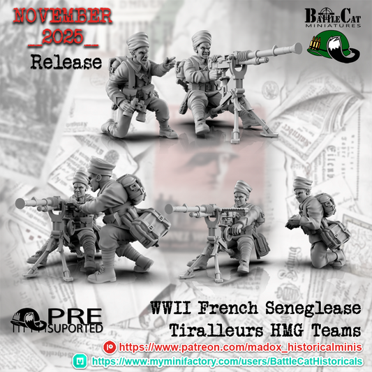 WW2 French Seneglease Tiralleurs HMG Teams | Battlecat 28mm Historical Wargaming Miniatures Role Playing Miniatures
